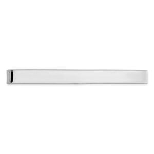 Rhodium Plated Sterling Silver Polished Tie Bar, 5 x 50mm